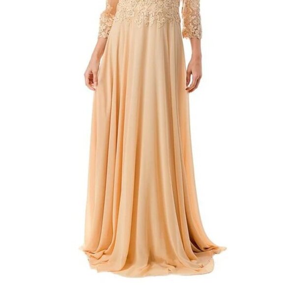 New A-Line Formal Floral Lace Embellished MOB Maxi Gown w/ 3/4 Sleeves TC M2758Q - Picture 5 of 8